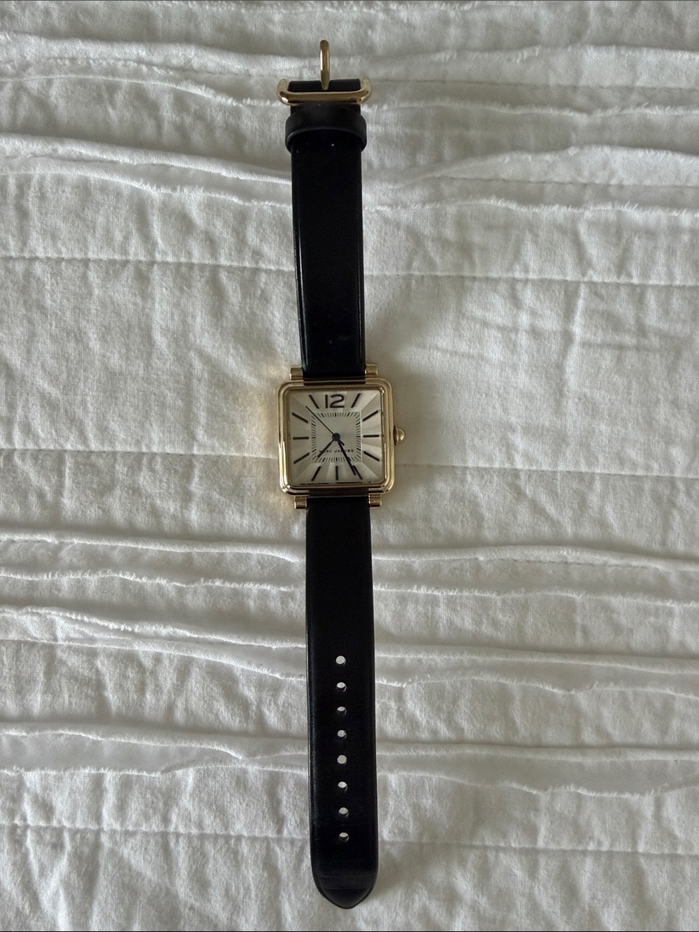 Classic Square Dial Marc Jacob’s Women's Watch - Black Strap, Gold Case